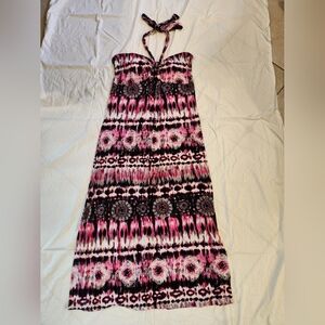 Caren Sport Strapless Dress in Pink and Black. SKU F12